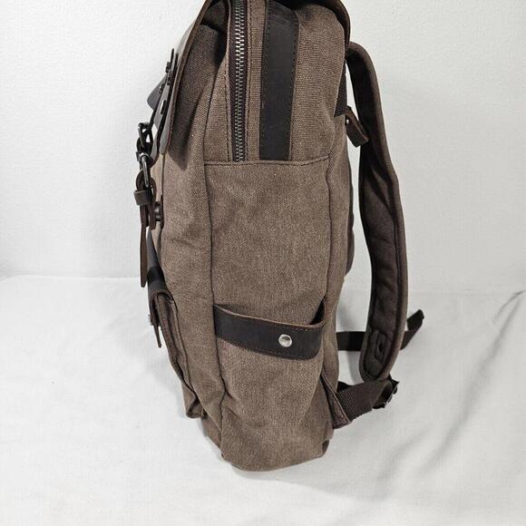 DaVan Leather Flap Canvas Laptop School Work Travel Bag Backpack - Picture 6 of 12
